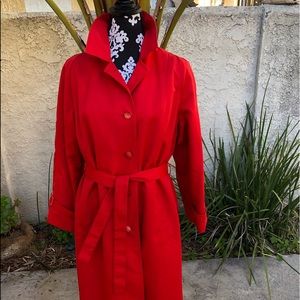 Misty Harbor RED TrenchCoat Sz12 zipout WoolLined